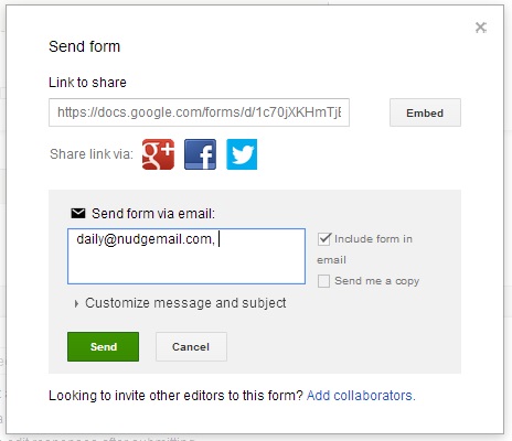 send google form via email