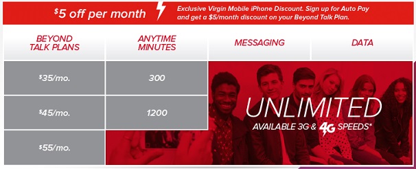 virgin mobile pricing chart
