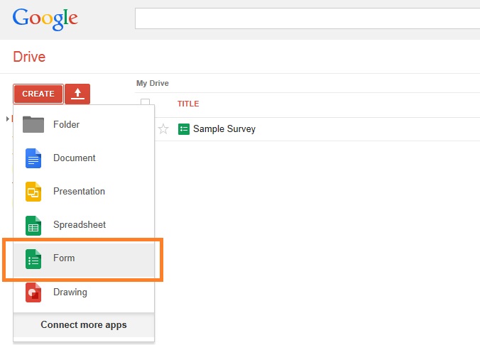 Google Drive Create New Form