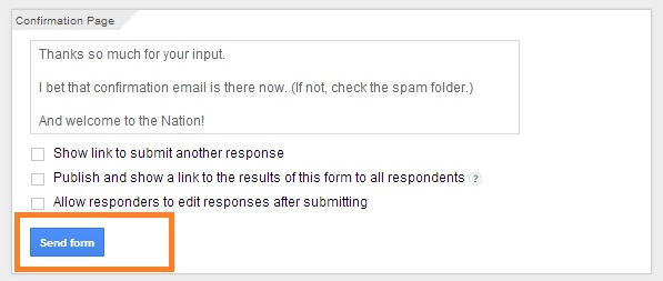 Google Drive Send Form