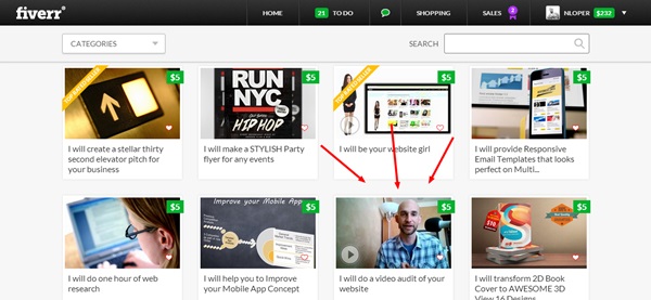 On the Homepage of Fiverr
