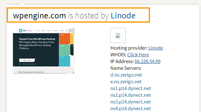 WP Engine hosted by Linode