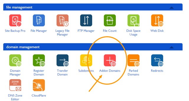 bluehost add-on domain