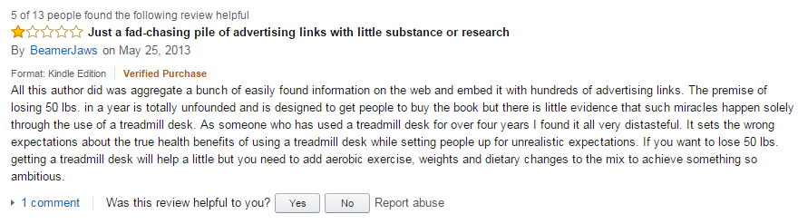 someone who thought my treadmill desk book was horrible