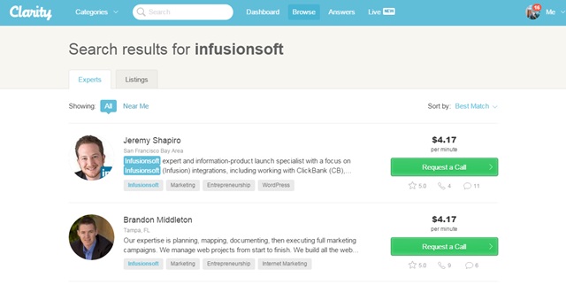 clarity search results example