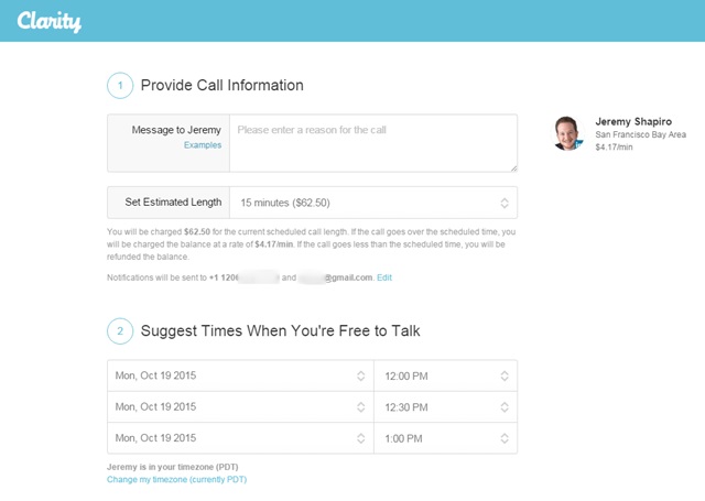 clarity set up a call