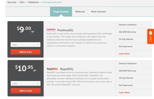 ssl certificate options