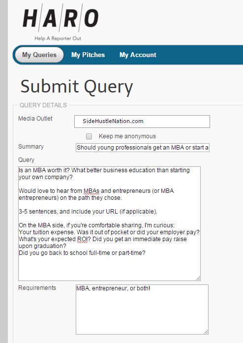 haro sample query