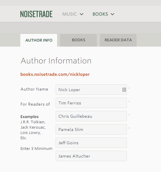 noisetrade similar authors