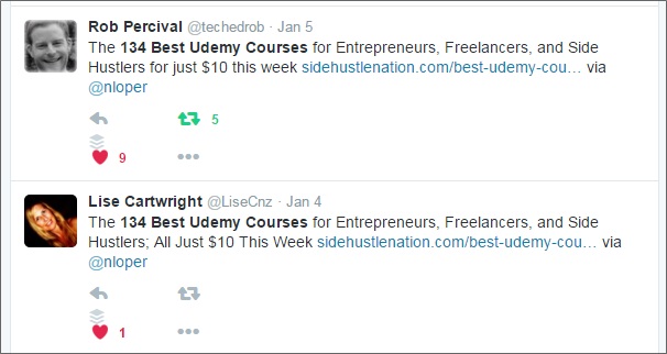 udemy post tweets