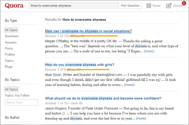 quora search results
