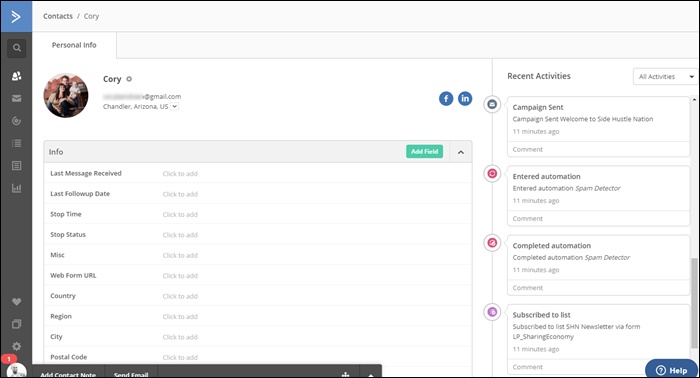 activecampaign contact view