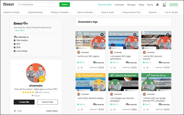 zima media on fiverr pro