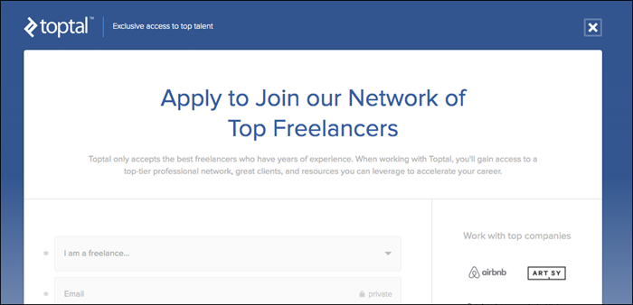 join toptal as a freelancer