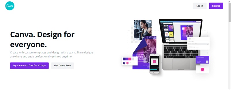 canva homepage