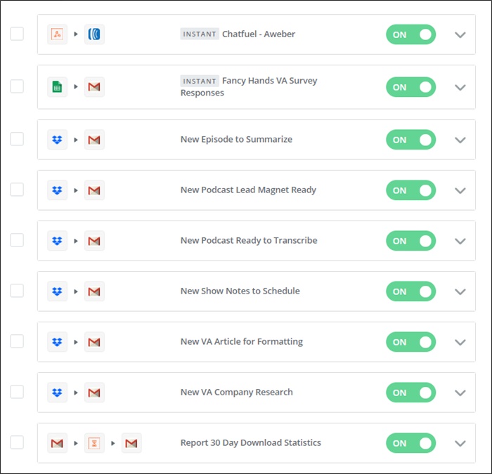 my zapier zaps
