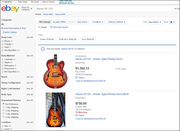 ibanez guitar on ebay