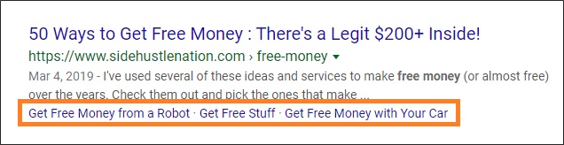 table of contents links in google