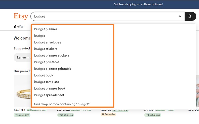 etsy search auto suggest