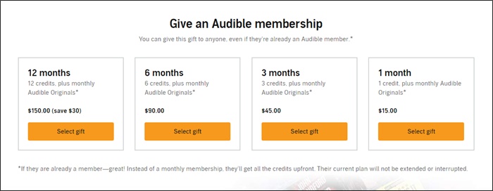give an audible membership