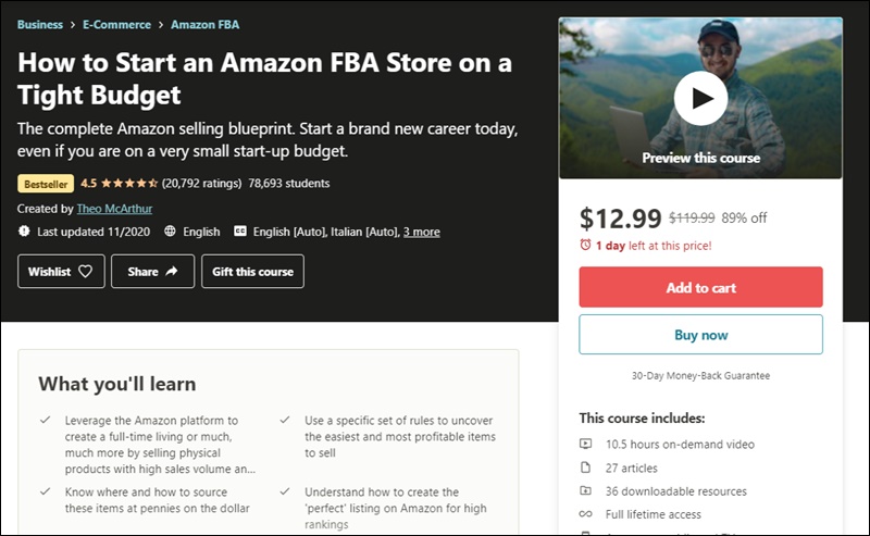 amazon fba tight budget udemy
