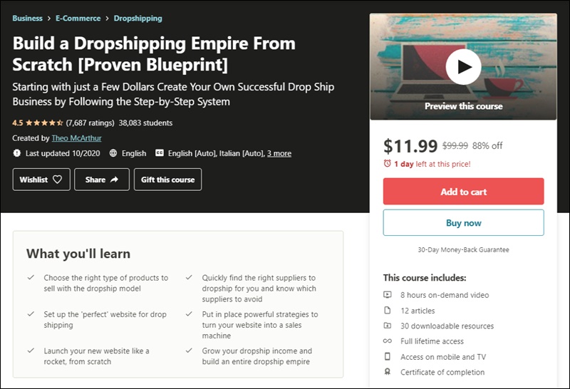 dropshipping course on udemy