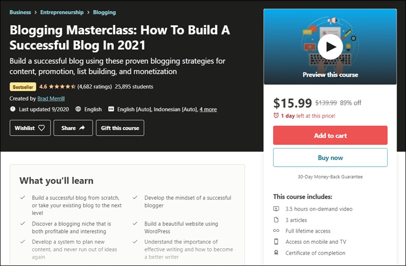 udemy blogging masterclass