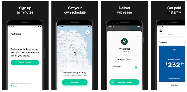 postmates driver app screenshots