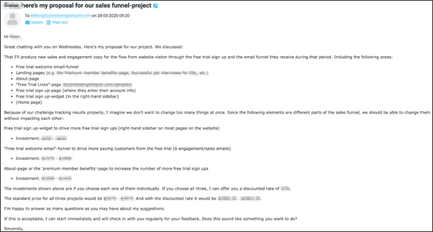 remote marketing job proposal