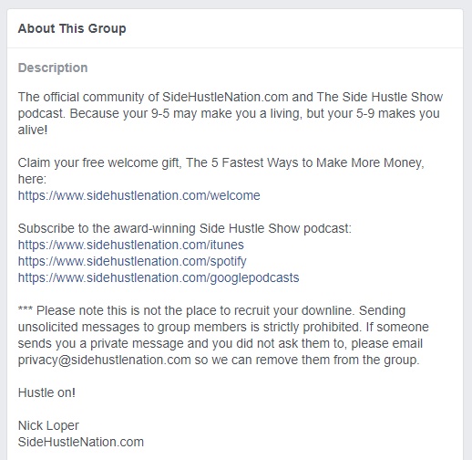 new fb group description