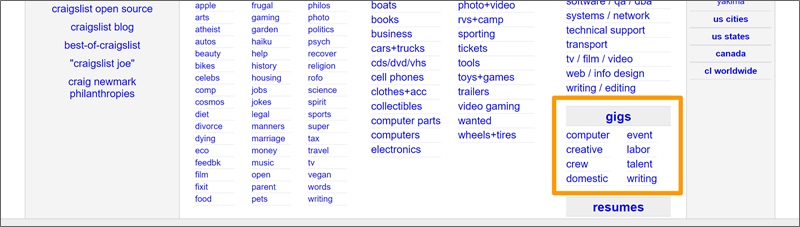 craigslist gigs