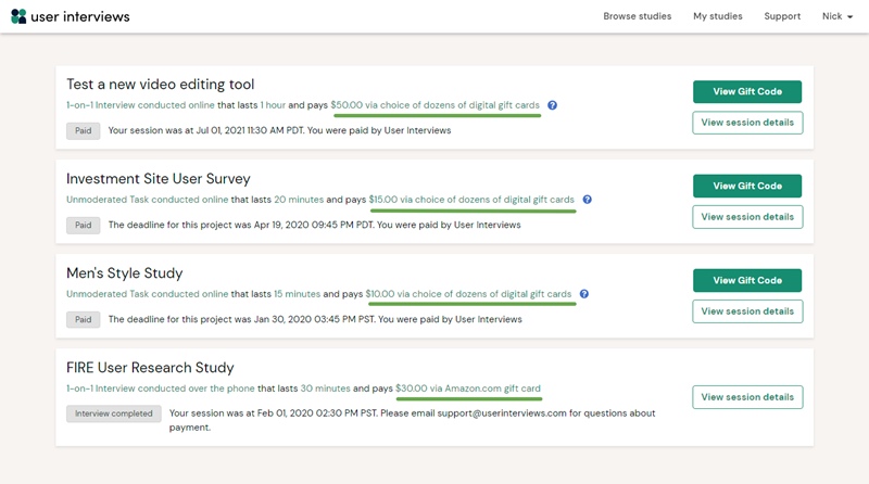 user interviews my studies