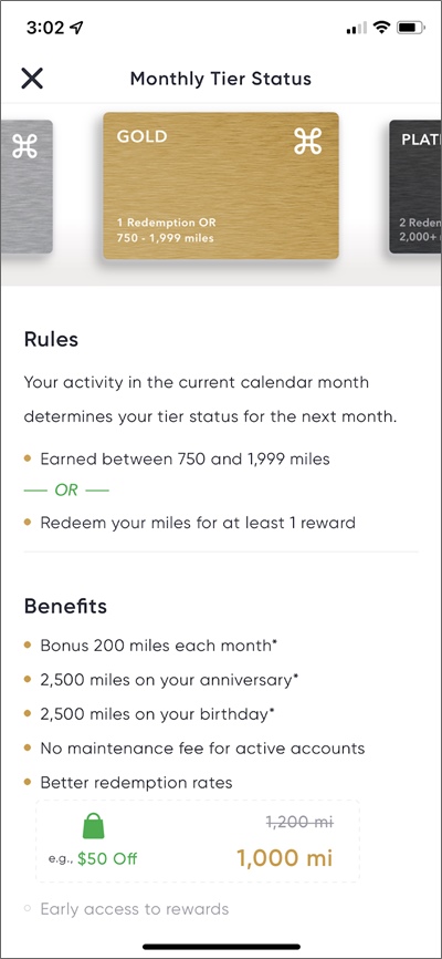 miles app tier status